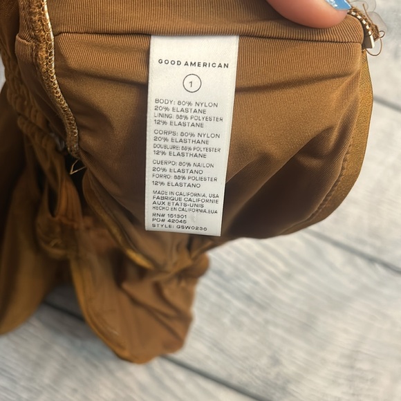 NWT Good American Bali Cutout One-shoulder One-piece Swimsuit In Bronze Brown - Picture 5 of 5